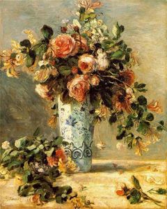 Pierre-Auguste Renoir - Roses and Jasmine in a Delft Vase