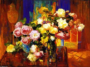Franz Bischoff - Roses in a aTall Glass