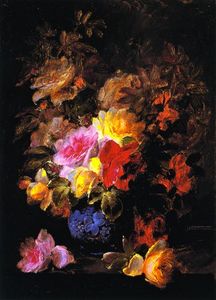 Raoul De Longpre - Roses in Pinks and Yellows