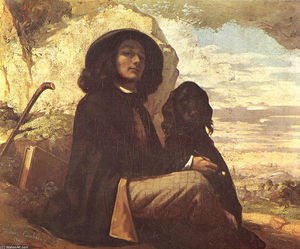 Gustave Courbet - Self-Portrait with a Black Dog