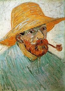 Vincent Van Gogh - Self Portrait with Pipe and Straw Hat