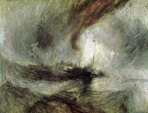 William Turner - Show Storm - Seam-Boat off a Harbour's Mouth Making Signals in Shallow Water, and Going by the Lead. The Author was in this Storm on the Night the Ariel Left Harwich - (buy paintings reproductions)
