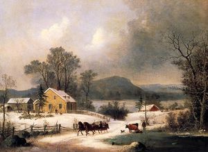 George Henry Durrie - A Sleigh Ride in the Snow