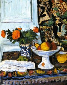George Leslie Hunter - Still LIfe with Fruit and Marigolds in a Chinese Vase