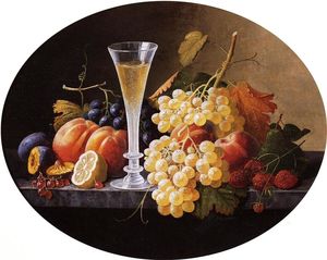 Severin Roesen - Still Life with Fruits and Wine Glass