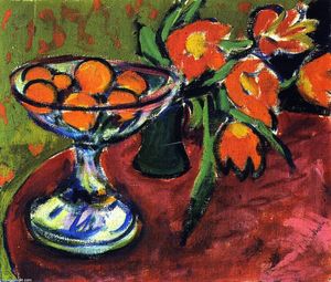 Ernst Ludwig Kirchner - Still LIfe with Oranges and Tulips