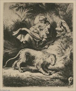 Rembrandt Van Rijn - St. Jerome Sitting at the Foot of a Tree