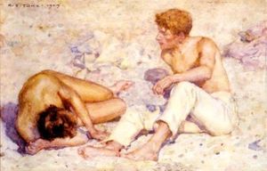 Henry Scott Tuke - Two boys on a beach (also known as A study in bright sunlight)