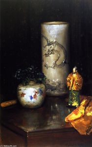 William Merritt Chase - Violets and Still Life (also known as Still Life Violets, Still Life with Chinese Vase)
