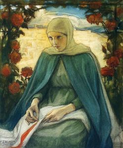 Albert Edelfelt - The Virgin Mary in the Rose Garden