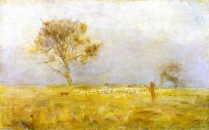Charles Edward Conder - While Daylight Lingers (also known as The Evening Star or Yarding Sheep)