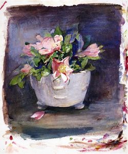 John La Farge - Wild Roses in a White Chinese Porcelain Bowl