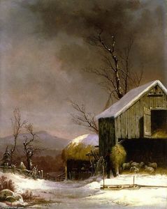 George Henry Durrie - Winter Farm Scene, Connecticut