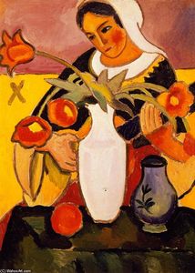 August Macke - Woman Playing the Lute