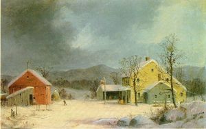 George Henry Durrie - Yellow Farmhouse in Winter