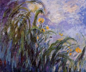  Paintings Reproductions Yellow Irises, 1914 by Claude Monet (1840-1926, France) | WahooArt.com