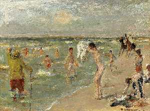 Max Liebermann - Young Boys Bathing at Zandvoort