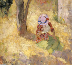 Henri Lebasque - Young girl reading a book