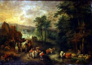Theobald Michau - Wooded Landscape With Peasants And Waggons_2