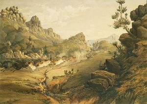 Thomas Baines - Bushmen Hunting A Herd Of Heterogenous Game