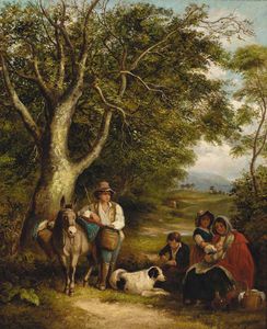 James Stark - Travellers Resting On A Wooded Track
