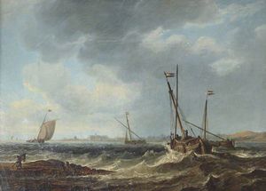 John Wilson Carmichael - Fishing Boats On A Choppy Sea