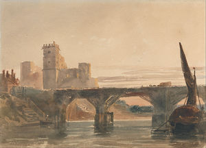 Peter De Wint - Chepstow Castle From The Bridge
