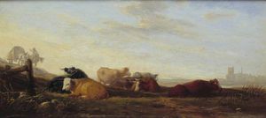 Augustus Wall Callcott - Dutch Landscape With Cattle