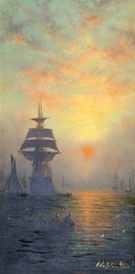 Adolphus Knell - Sunset At Sea