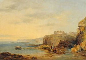 William Collins - Coastal Scene With Fishermen And Their Baskets On The Shore