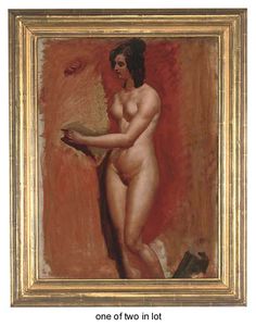 William Etty - A Male Nude Study; And A Female Nude Study