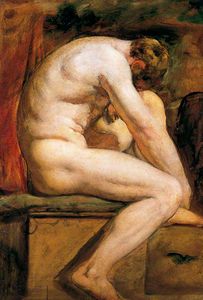 William Etty - Male Nude Crouching