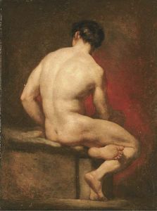William Etty - Male Nude From Behind, Seated