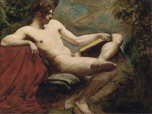 William Etty - Study Of A Nude Youth Reading A Book