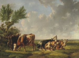 Albertus Verhoesen - Cattle Resting In The Meadow