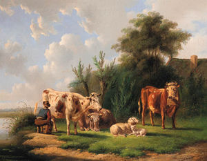Albertus Verhoesen - Milking The Cow
