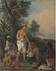 Agostino Brunias - Free Women Of Dominica Bathing In A Stream