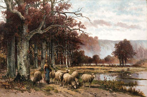 Franz Van Severdonck - Sheep Grazing Under A Tree