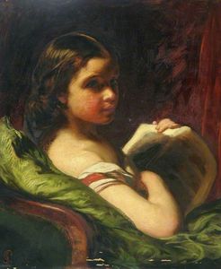 James Sant - Portrait Of A Young Girl Holding A Book