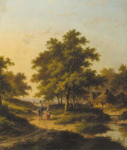 Jan Evert Morel - Travellers Conversing In A Wooded Landscape