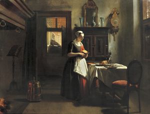 Johan Mari Henri Ten Kate - An Amsterdam Orphan Girl Preparing Supper