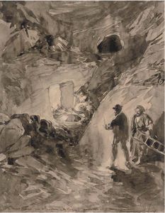 William Simpson - The Rock-cut Tunnel Near The Fountain Of The Virgin, Nazareth
