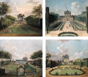 Jean Francois Hue - Views Of The Chateau De Mousseaux And Its Gardens