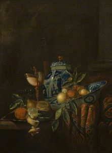 Juriaen Van Streeck - Still Life With Fruit And Blue And White China
