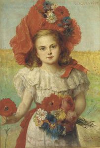 Leon Herbo - Coquelicot - A Young Girl With Poppies