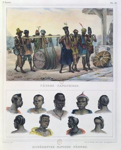 Jean Baptiste Debret - Slaves Carrying A Barrel And Black People