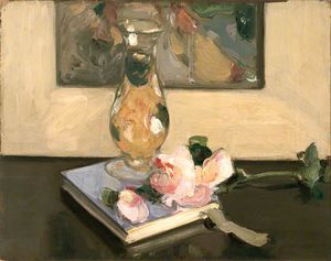 John Duncan Fergusson - Vase And Flower On A Book