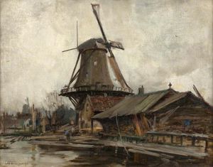 William Stewart Macgeorge - Rotterdam With Windmill