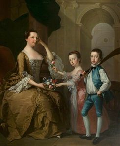 Thomas Hudson - Mrs Matthew Michell And Her Children, Matthew And Anne