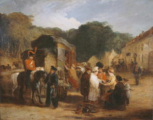 George Jones - The Village Of Waterloo, With Travellers Purchasing The Relics That Were Found In The Field Of Battl